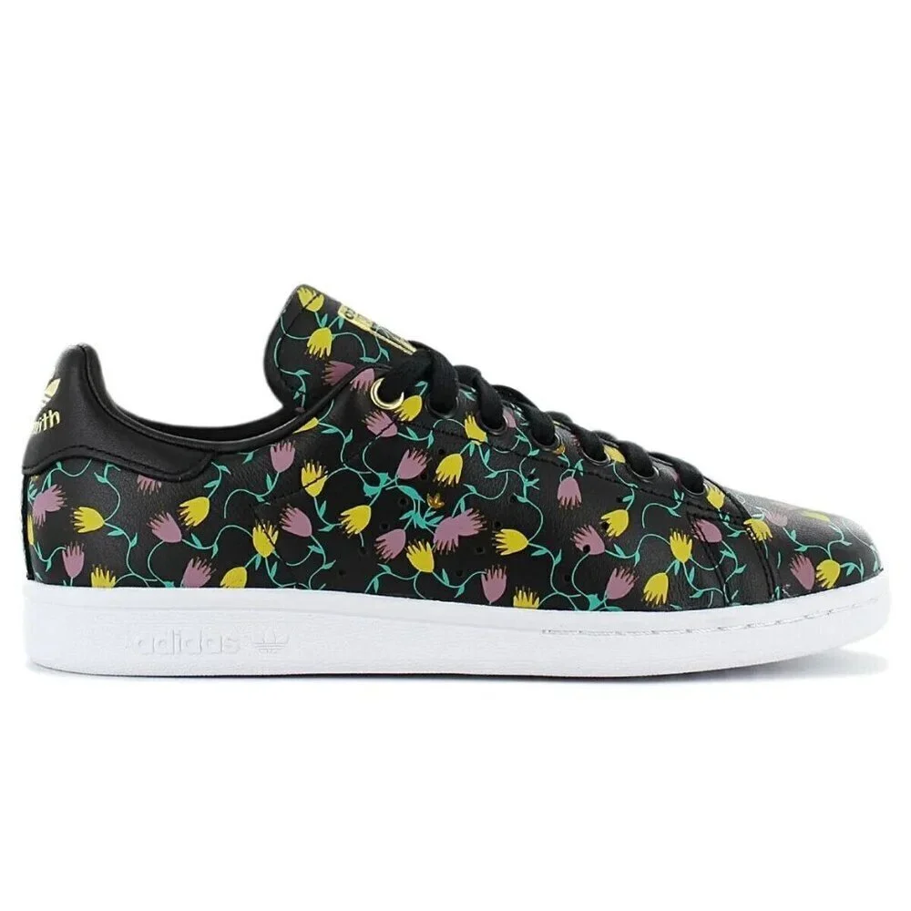 Adidas originals stan smith Women's Sneaker Floral Print EH2036 BLACK NEW 5.5